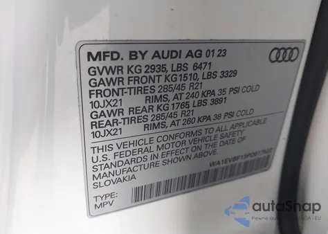 2023 Audi Q8 Premium Plus 55 Tfsi Quattro Tiptronic из США, поврежденный, VIN WA1EVBF13PD017522